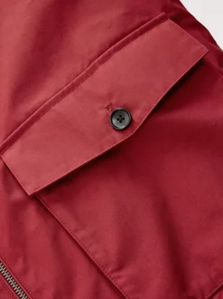 Red Borg Lined Shower Resistant Harrington Jacket