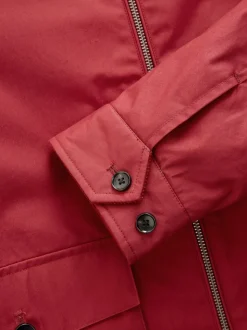 Red Borg Lined Shower Resistant Harrington Jacket