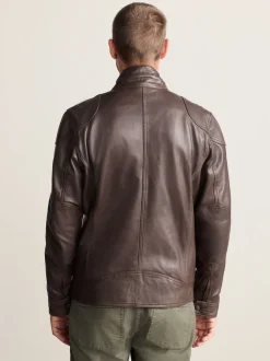 Red Brown Signature Four Pocket Leather Biker Jacket
