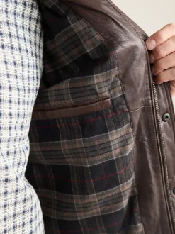 Red Brown Signature Four Pocket Leather Biker Jacket