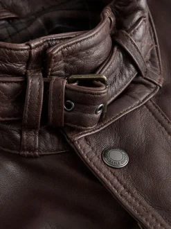 Red Brown Signature Four Pocket Leather Biker Jacket