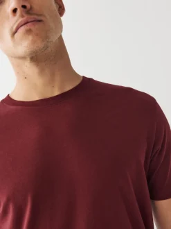 Red Burgundy Regular Fit Essential Crew Neck Cotton T-Shirt