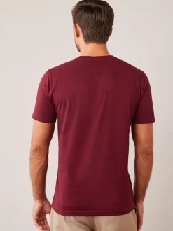 Red Burgundy Slim Fit Essential Crew Neck Cotton T-Shirt