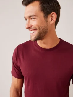 Red Burgundy Slim Fit Essential Crew Neck Cotton T-Shirt