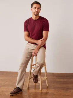 Red Burgundy Slim Fit Essential Crew Neck Cotton T-Shirt