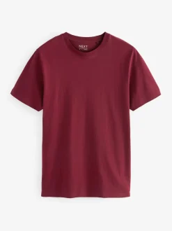 Red Burgundy Slim Fit Essential Crew Neck Cotton T-Shirt