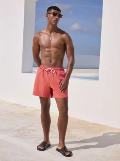 Red Contrast Stitch Swim Shorts