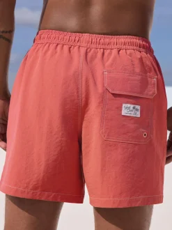 Red Contrast Stitch Swim Shorts