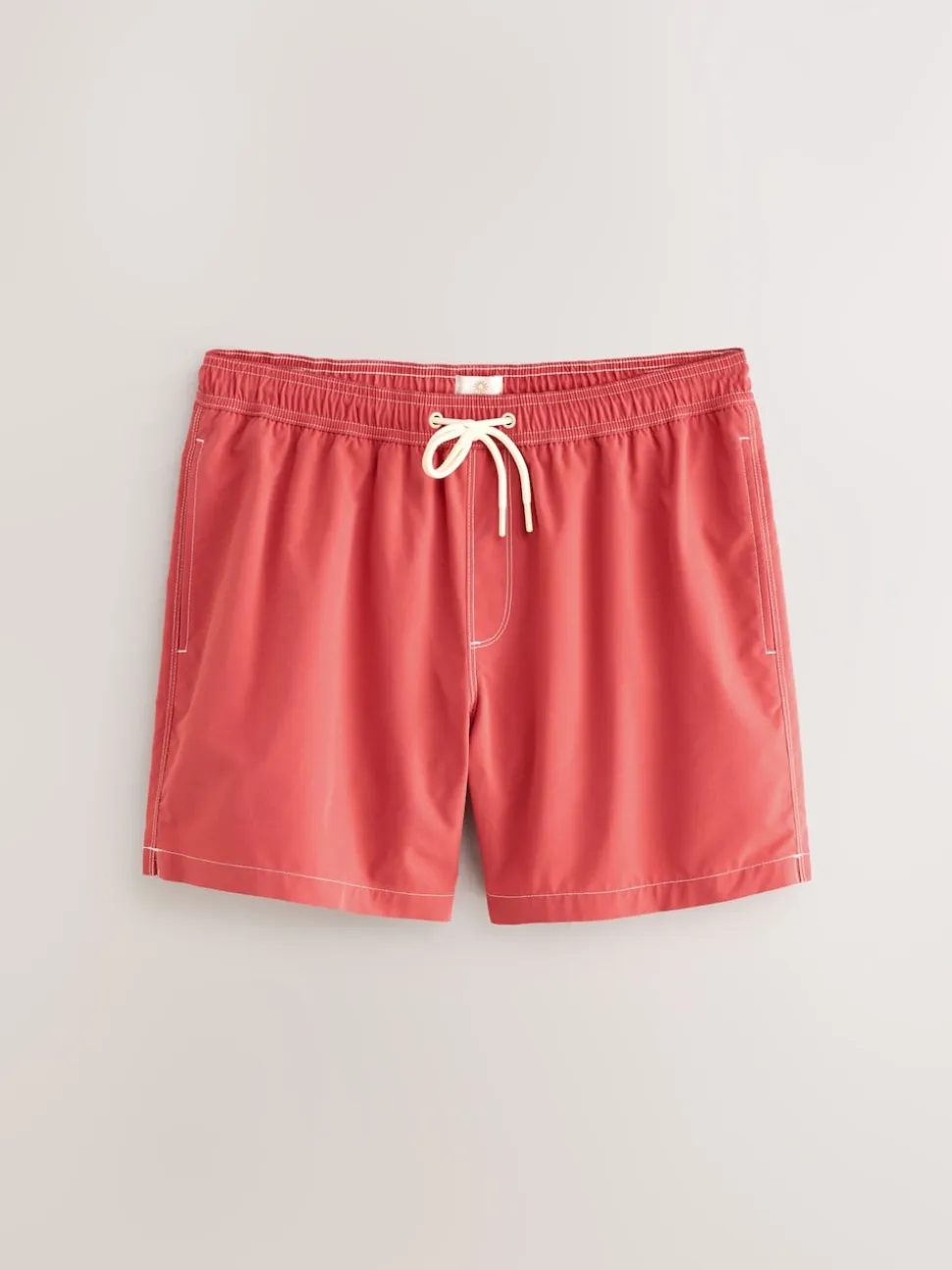 Red Contrast Stitch Swim Shorts