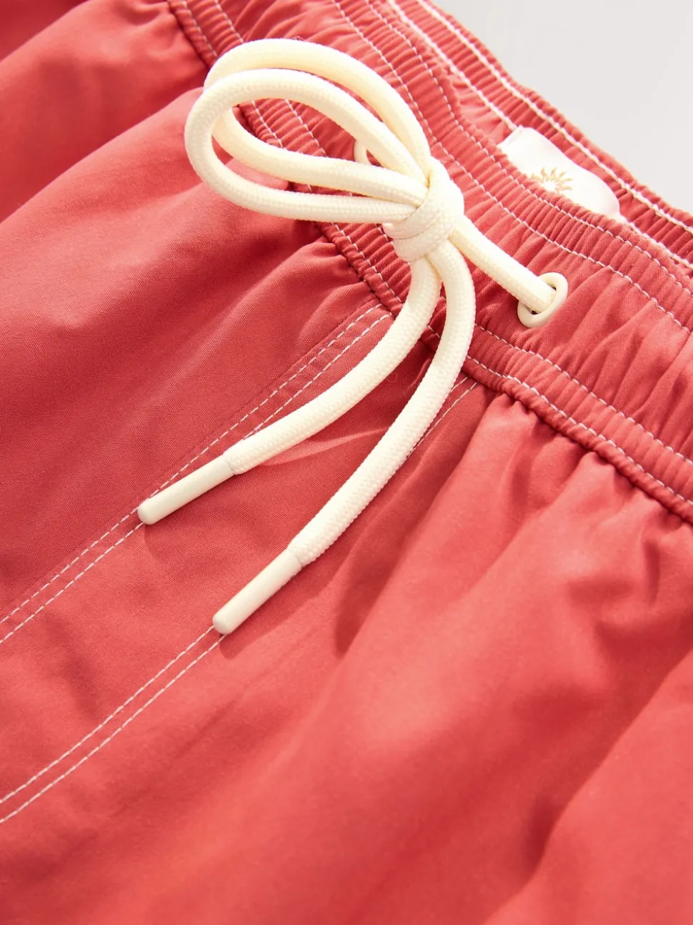 Red Contrast Stitch Swim Shorts