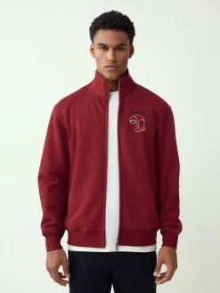 Red Funnel Neck Picasso Licence Graphic Print Zip Through Funnel Sweat Top