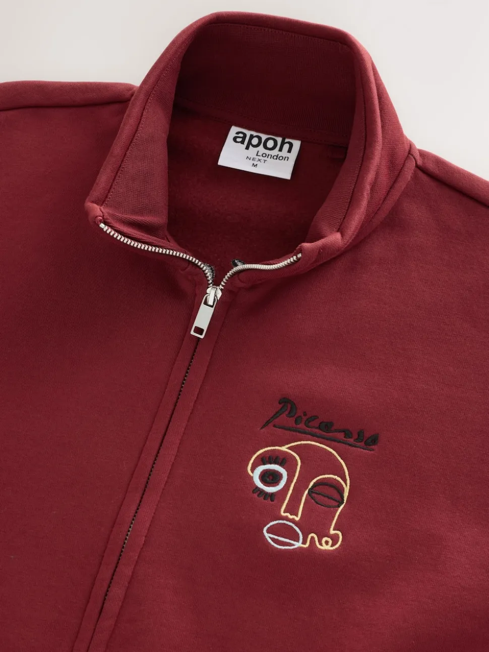 Red Funnel Neck Picasso Licence Graphic Print Zip Through Funnel Sweat Top