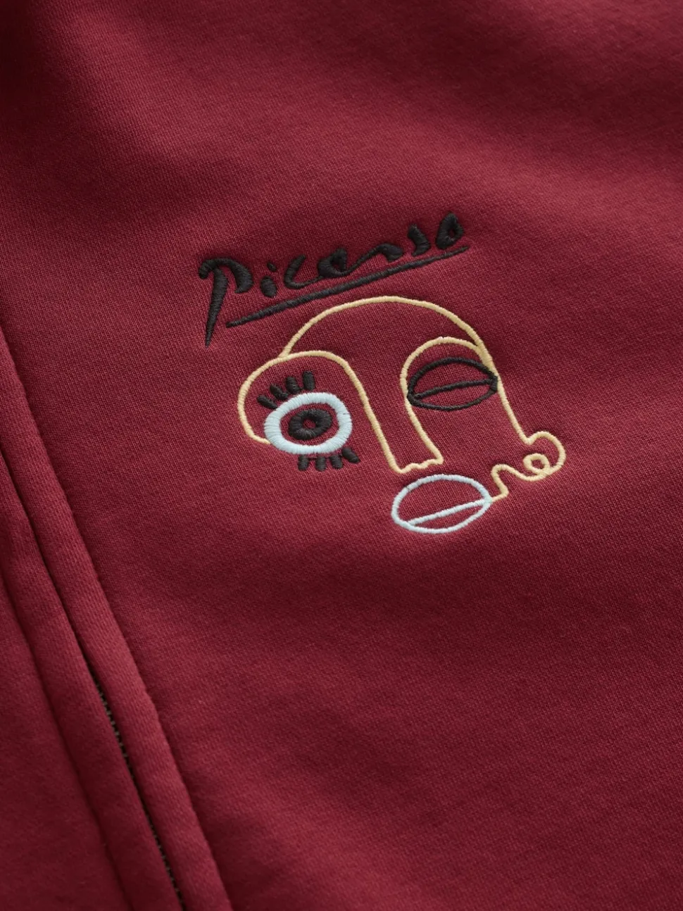 Red Funnel Neck Picasso Licence Graphic Print Zip Through Funnel Sweat Top