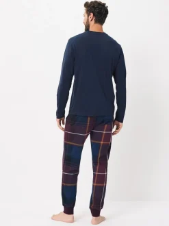 Red Long Sleeve Check Cuffed Pyjamas Set