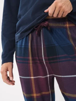 Red Long Sleeve Check Cuffed Pyjamas Set