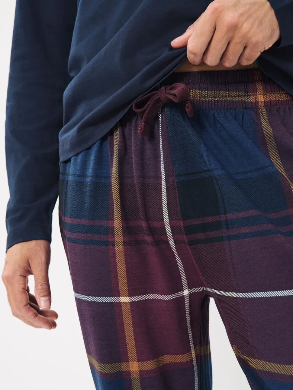Red Long Sleeve Check Cuffed Pyjamas Set