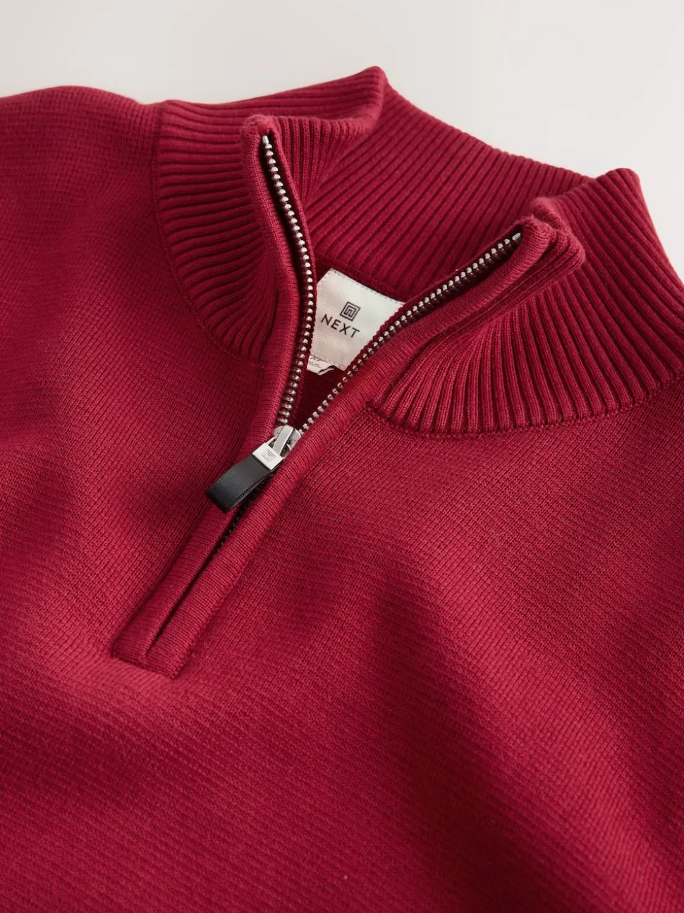 Red Plain N.Premium Regular Fit 100% Cotton Premium Quarter Zip Jumper