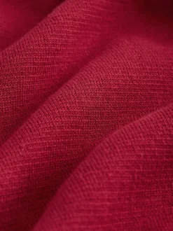 Red Plain N.Premium Regular Fit 100% Cotton Premium Quarter Zip Jumper