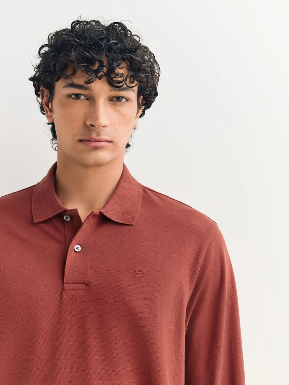 Red Regular Fit Long Sleeve Pique Polo Shirt