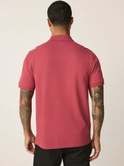 Red Regular Fit Short Sleeve Pique Polo Shirt