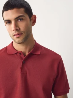 Red Regular Fit Textured Smart Polo Shirt
