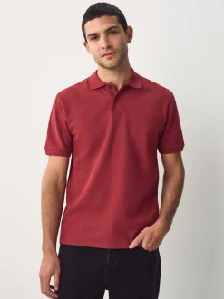 Red Regular Fit Textured Smart Polo Shirt