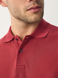 Red Regular Fit Textured Smart Polo Shirt