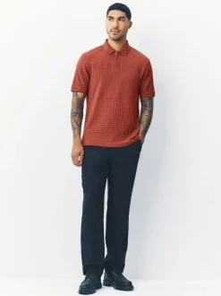 Red Rust Regular Fit N.Premium Smart Jaquard Polo Shirt