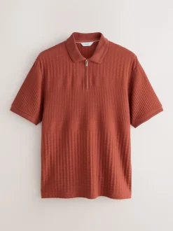 Red Rust Regular Fit N.Premium Smart Jaquard Polo Shirt