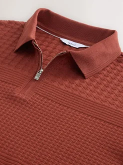 Red Rust Regular Fit N.Premium Smart Jaquard Polo Shirt