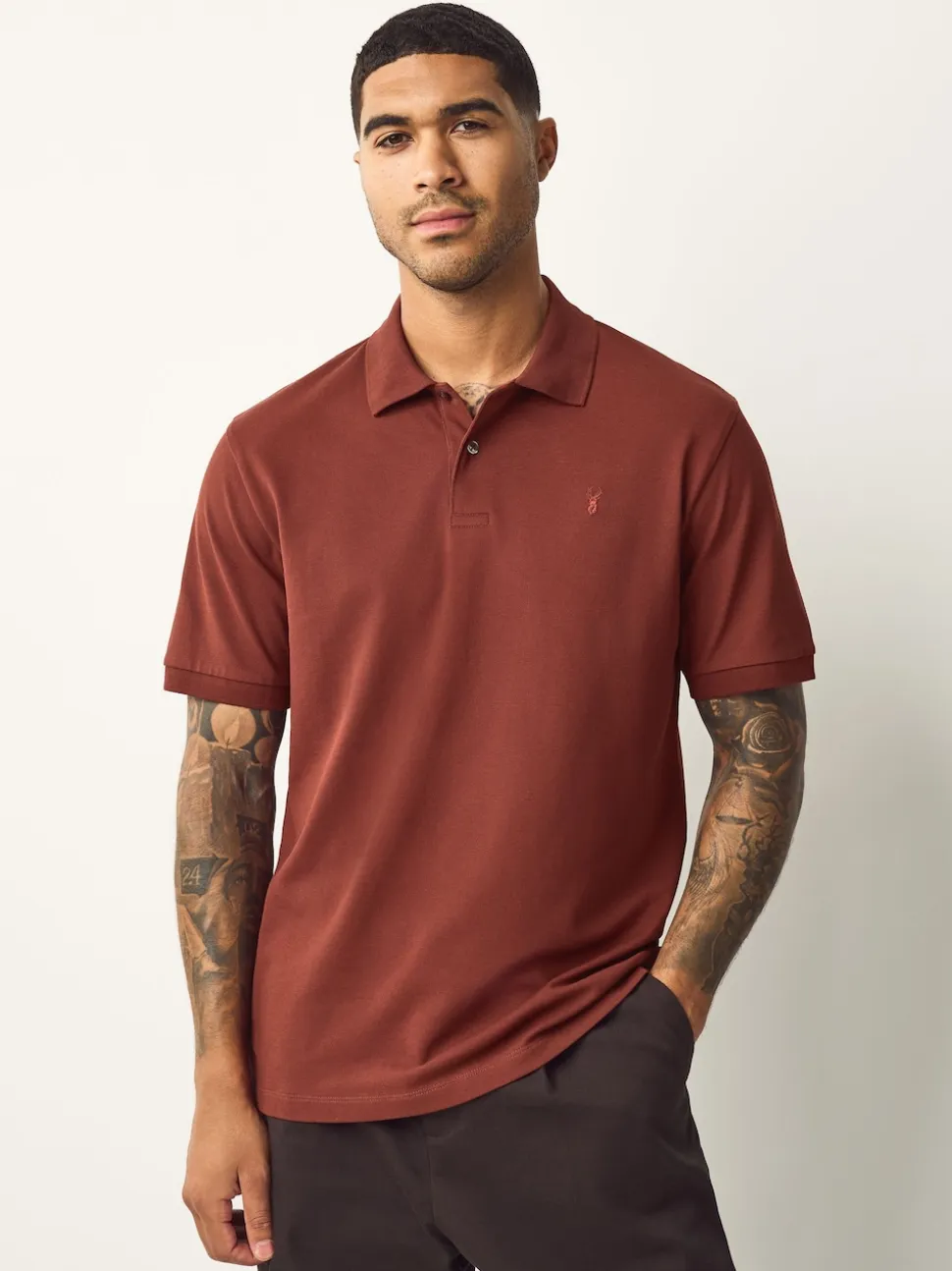 Red Rust Regular Fit Short Sleeve Pique Polo Shirt