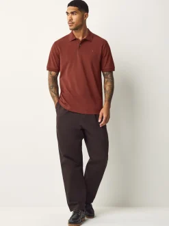 Red Rust Regular Fit Short Sleeve Pique Polo Shirt