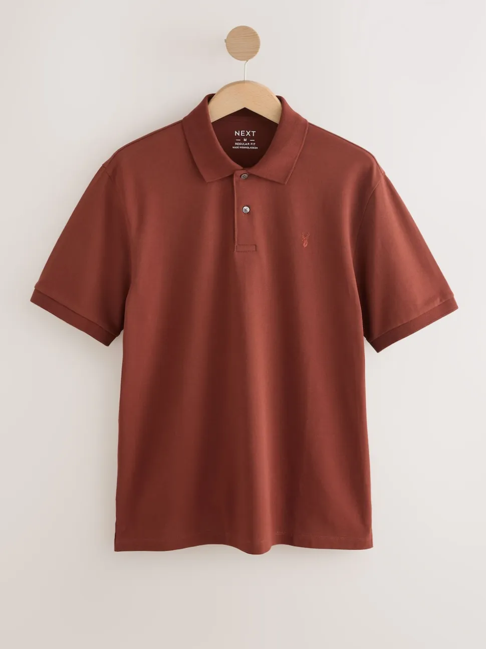 Red Rust Regular Fit Short Sleeve Pique Polo Shirt