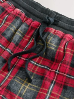 Red Tartan Thermal Fleece Cuffed Check Pyjama Bottoms