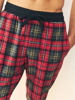 Red Tartan Thermal Fleece Cuffed Check Pyjama Bottoms