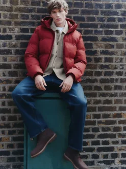 Red ThermoGen Shower Resistant Puffer Jacket