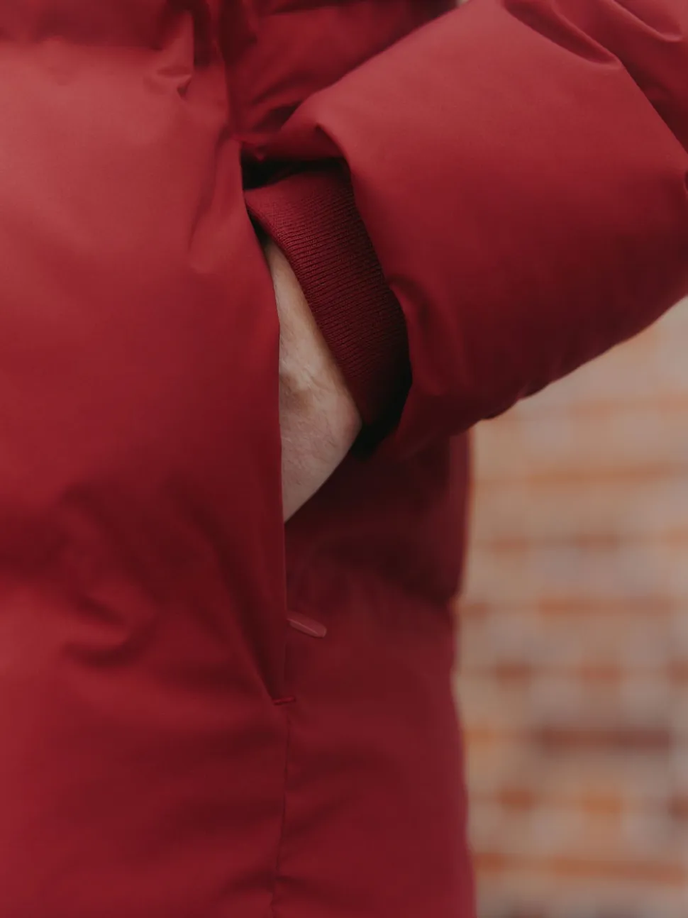Red ThermoGen Shower Resistant Puffer Jacket