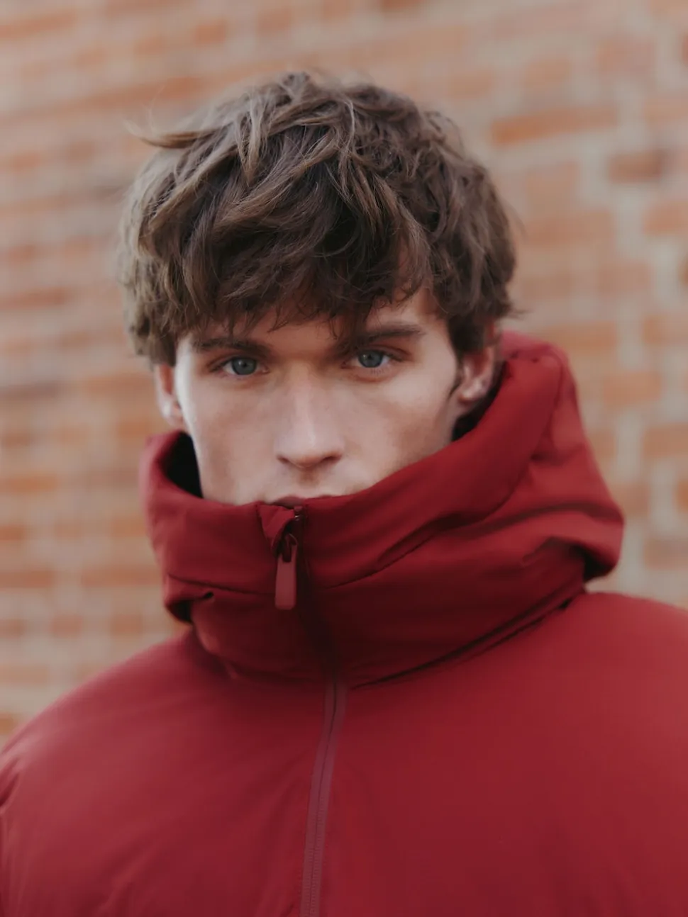 Red ThermoGen Shower Resistant Puffer Jacket