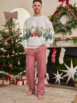 Red Truck Matching Family Christmas Sweatshirt and Flannel Pyjamas