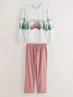 Red Truck Matching Family Christmas Sweatshirt and Flannel Pyjamas