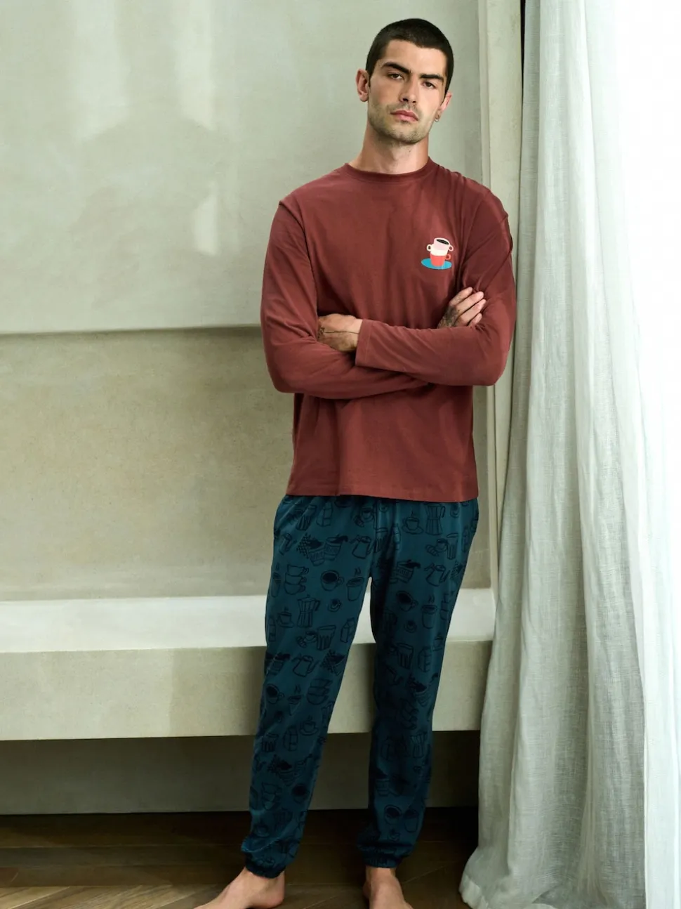 Red/Blue Graphic Long Sleeve Jersey Pyjamas Set