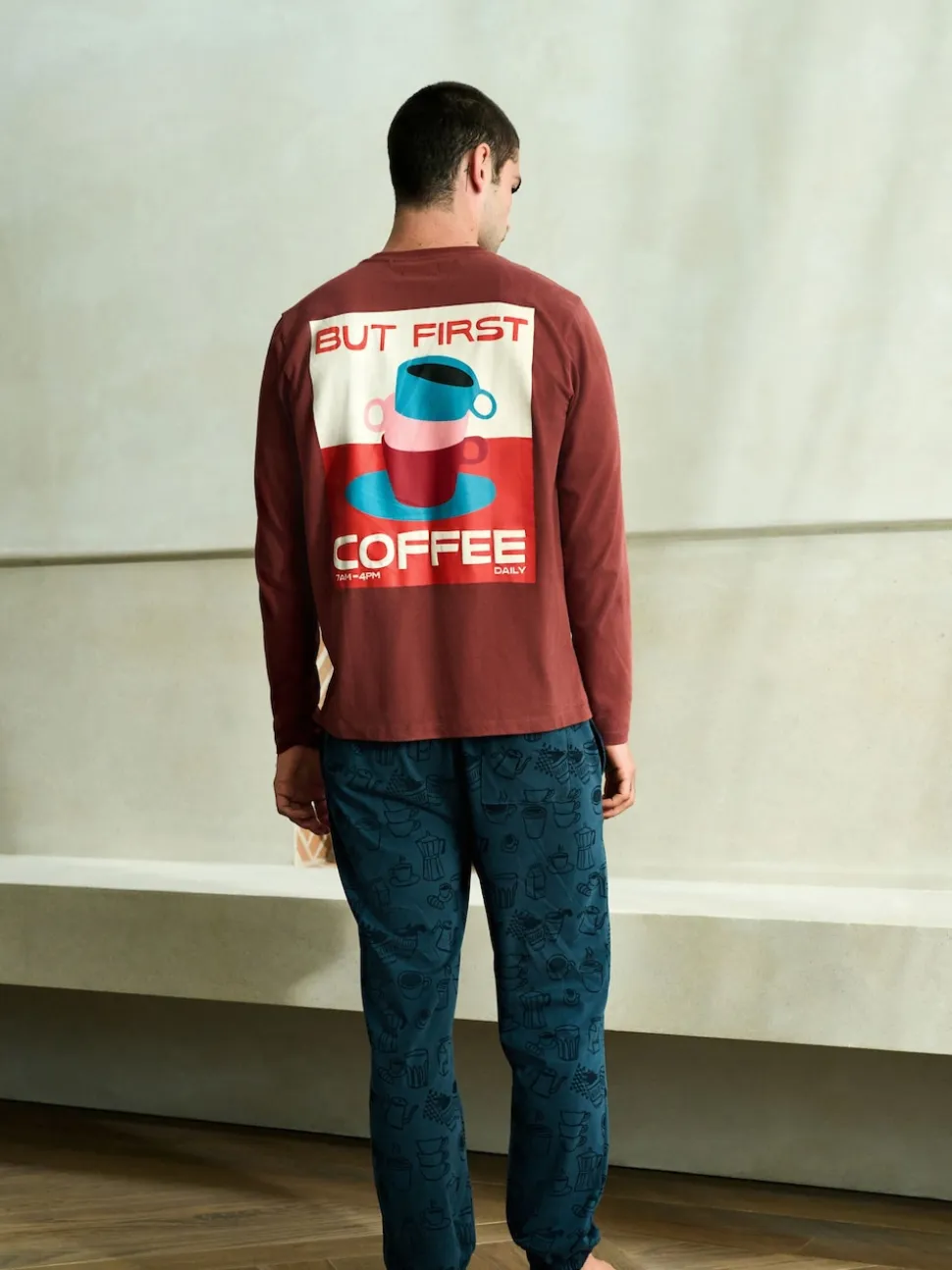 Red/Blue Graphic Long Sleeve Jersey Pyjamas Set