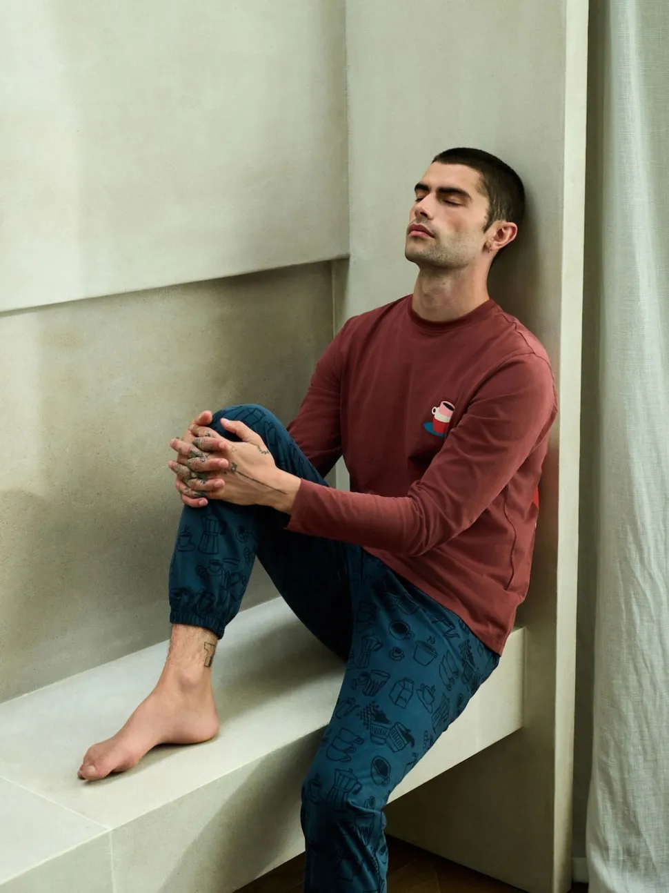 Red/Blue Graphic Long Sleeve Jersey Pyjamas Set