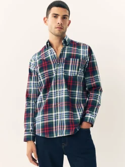 Red/Green Regular Fit Easy Iron Button Down Oxford Shirt