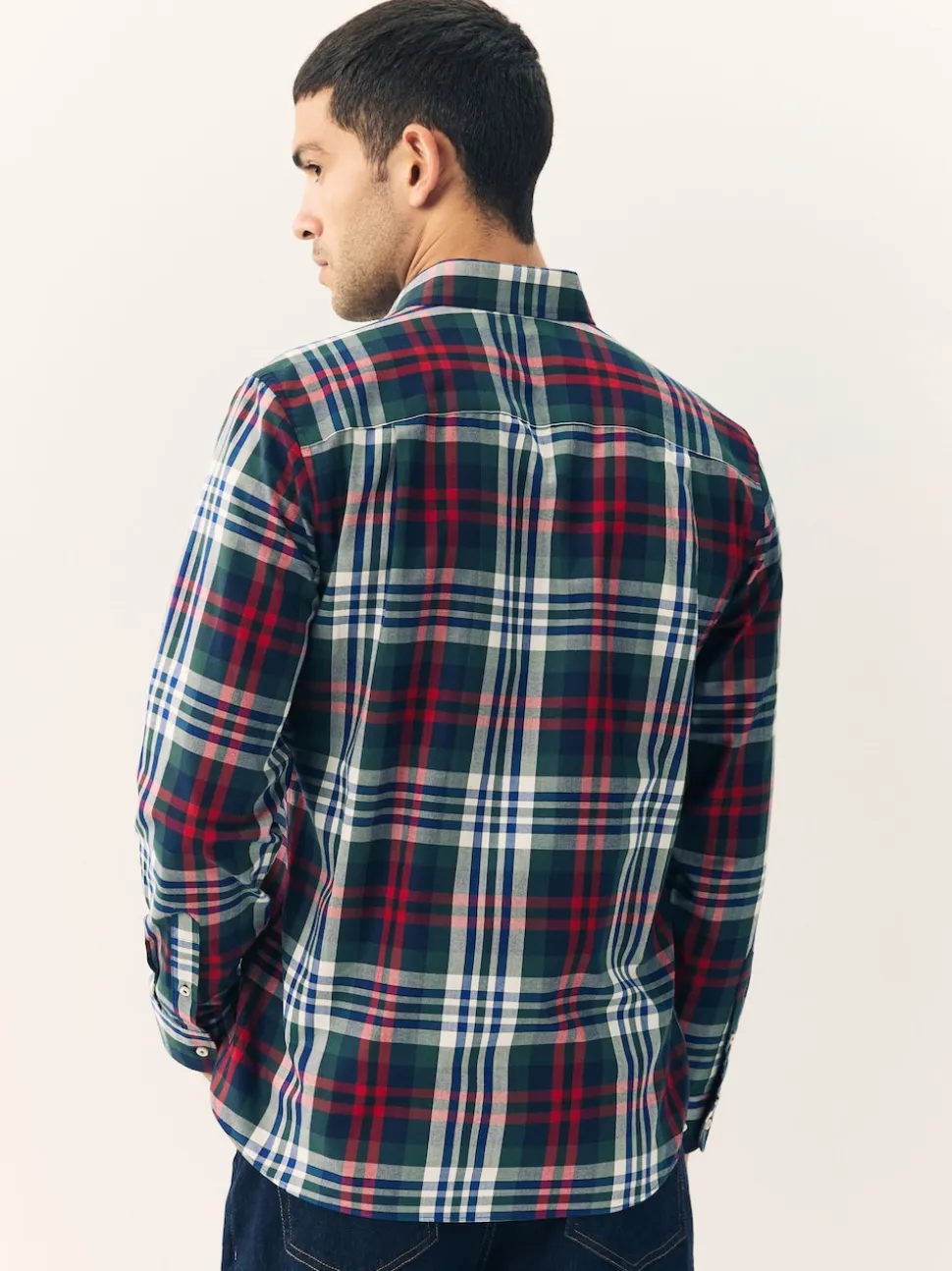 Red/Green Regular Fit Easy Iron Button Down Oxford Shirt