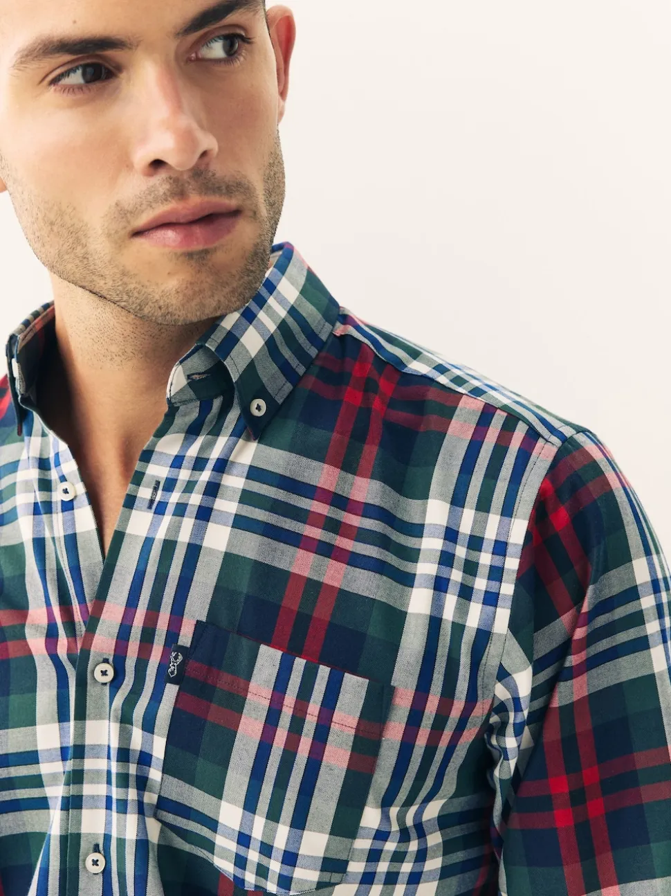 Red/Green Regular Fit Easy Iron Button Down Oxford Shirt