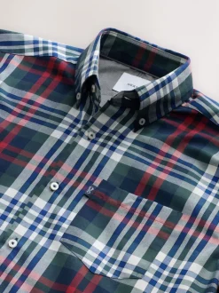 Red/Green Regular Fit Easy Iron Button Down Oxford Shirt