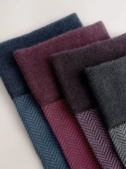 Red/Green/Blue Herringbone Pattern Modal Signature Socks 4 Pack