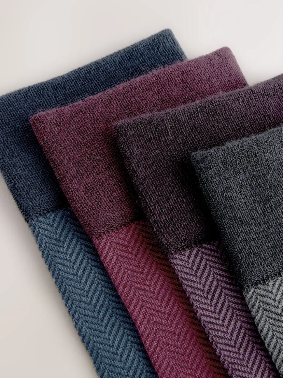 Red/Green/Blue Herringbone Pattern Modal Signature Socks 4 Pack