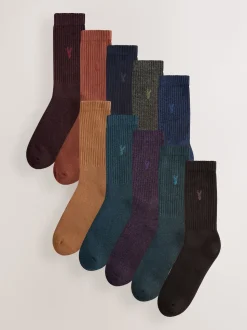 Red/Orange/Blue Stag Embroidered Heavyweight Socks 10 Pack